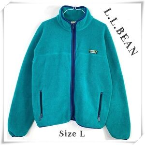 L.L.Bean Vintage Fleece Zip up Sweater Outdoor Jacket In Aqua Green Size L